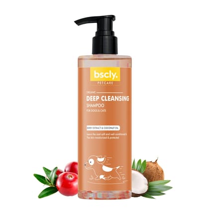 Bscly Deep Cleansing with Berry Extract & Coconut Oil | Dog Shampoo for Pomeranian, Shih tzu Puppy, German Shepherd, Labrador & Golden Retriever, Dogs Shampoo, 200 ml