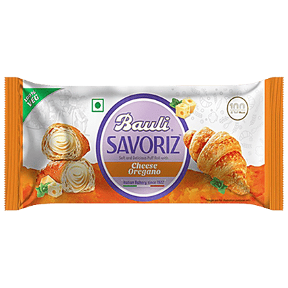 Bauli Savoriz Puffed Roll - With Cheese Oregano, 100% Vegetarian, Soft & Creamy, 45 g Pouch