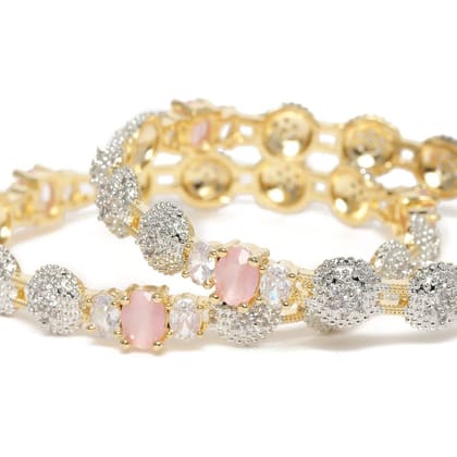 Gold-Plated Pink AD Studded Bangles