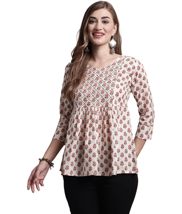 wonder weave Women's Cotton Regular Top ( Beige )