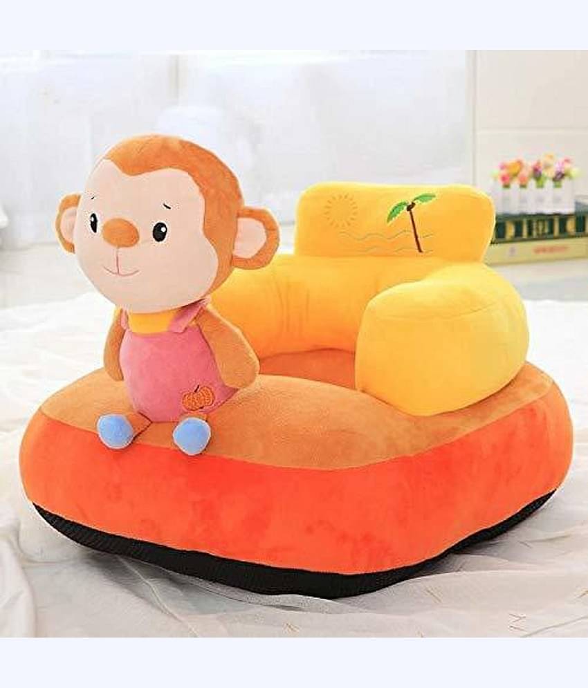KIDS WONDERS Imported Velvet Kids Sofa Comfortable Soft Plush Cushion Sofa Seat | Rocking Chair for Kids (Orange)