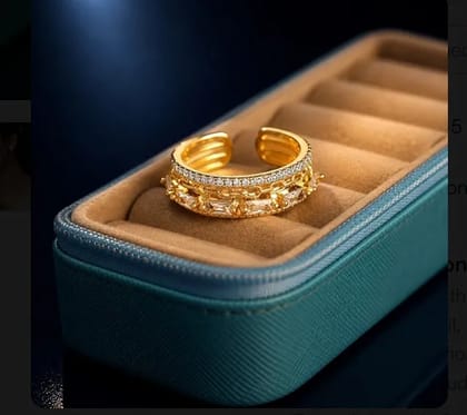 Elegant Crystal Studded Adjustable Ring Party Wear for Women & Girls