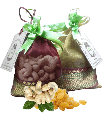 Paleo India 400g Gifts Potli Dry Fruits Gifts Pack Cashews Kaju 200g Raisins Kishmish 200g