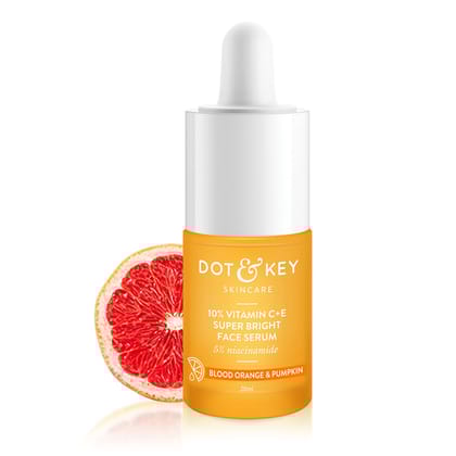 DOT & KEY 10% Vitamin C + E Serum with 5% Niacinamide,for Glowing Skin,Fades Dark Spots & Hyperpigmentation,Infused with Blood Orange & Pumpkin,Targets Dull & Uneven Skin,For All Skin Types,20ml DOT & KEY 10% Vitamin C + E Serum with 5% Niacinamide,for G