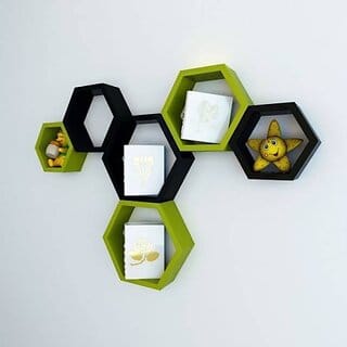 Onlinecraft Wooden Wall Shelf Wooden Wall Shelf (Number Of Shelves - 6, Multicolor)
