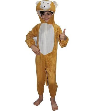 Kaku Fancy Dresses Monkey Wild Animal Costume For Kids - Brown, 3 - 4 Years | Animal Fancy Dress For Boys & Girls