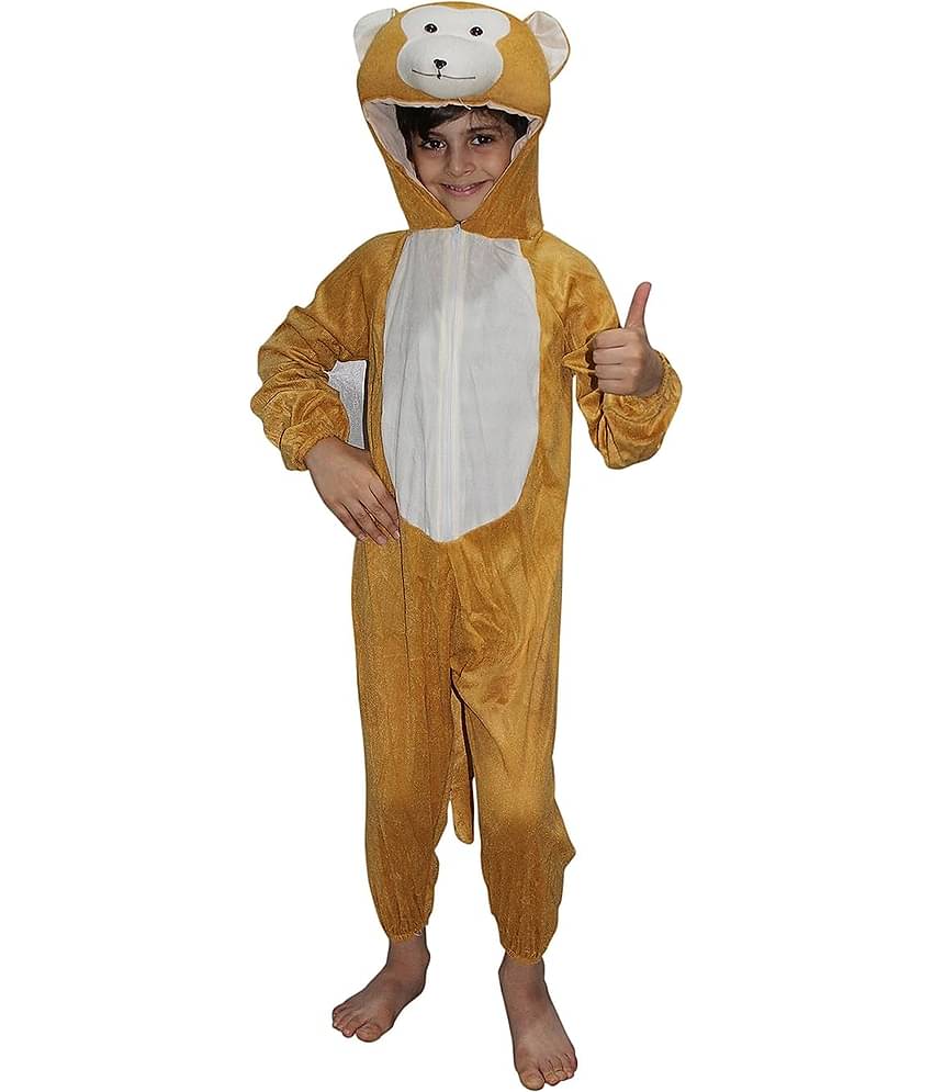Kaku Fancy Dresses Monkey Wild Animal Costume For Kids - Brown, 3 - 4 Years | Animal Fancy Dress For Boys & Girls
