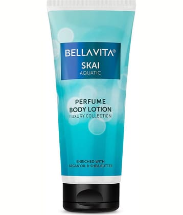 Bella Vita Luxury Skai Aquatic Perfume Body Lotion for Nourishing, Hydrating, Soft, Supple and Healthy Skin with Argan Oil, Shea Butter 200 Ml