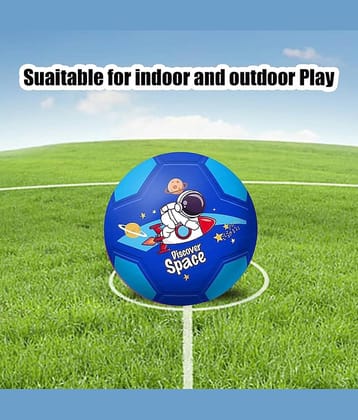 DENFE  Football for Kids – 9 Inch Colorful Space Football Sports Toy – Extra Grip Silicone Rubber Beach Ball Sports Outdoor Game, Inflatable Ball for Kids Boys 3+ Years (Pack of 1) (Blue)