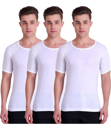 TT Pack of 3 Cotton Half Sleeve Vest For Men ( White )