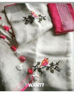 AWESOME LINEN COTTON PRINTED SAREE - 2154