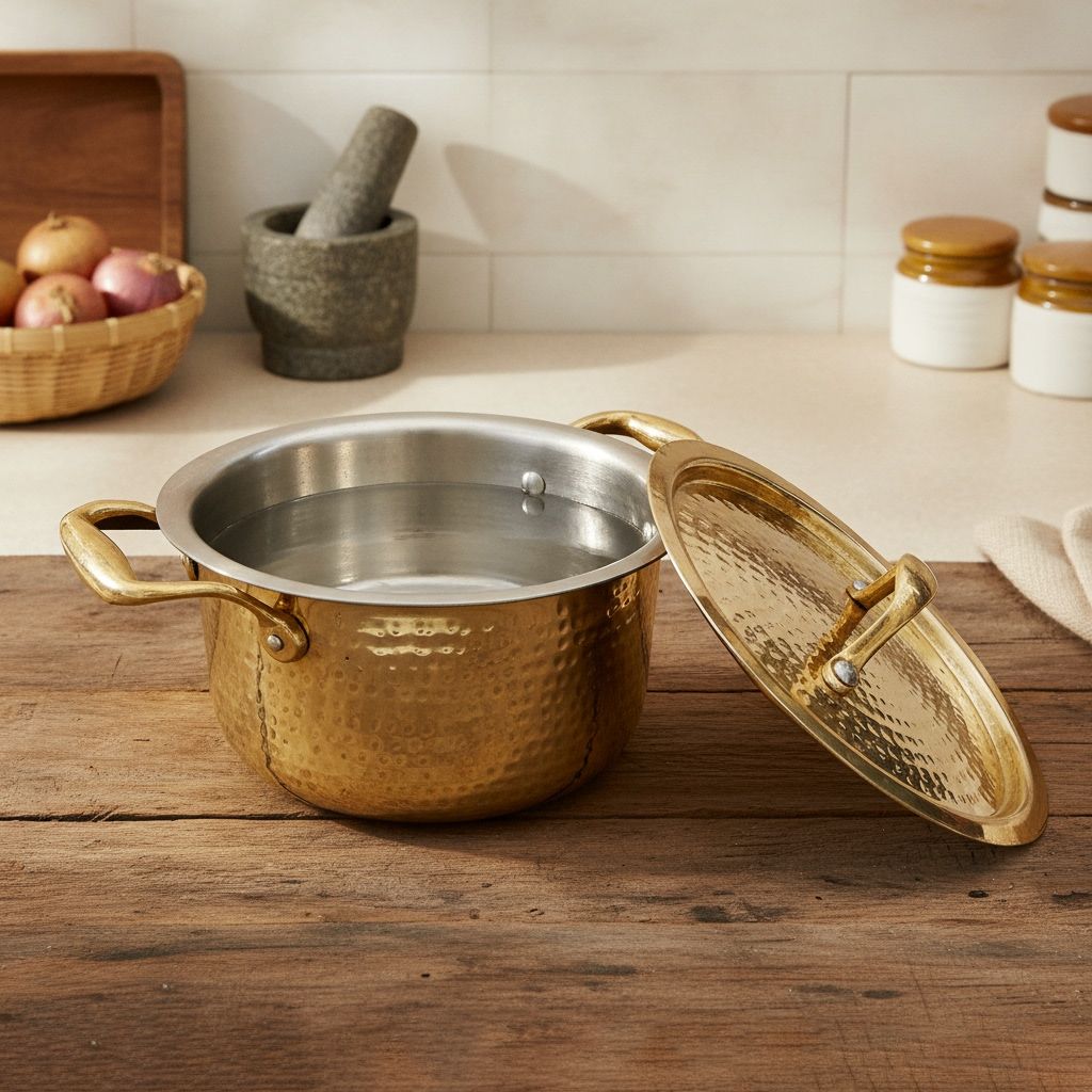 Brass Drinking Water Bhagona with Handle | Brass Water Pot | Traditional Brass Kitchen Utensil, Height : 4.5 Inch (BCMAS210 D)