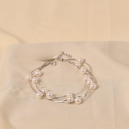 Amisha Triple Layered Bracelet - Silver-7.5"