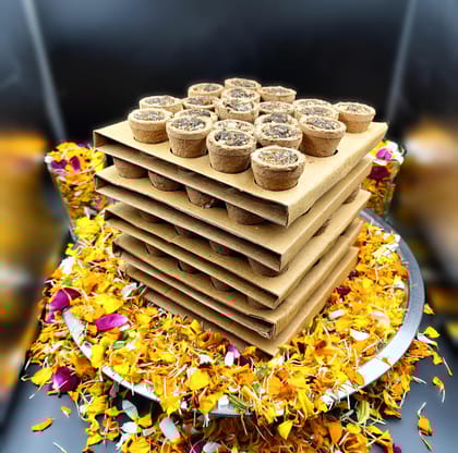 Gaukosh Pure Herbal Filled CowDung Sambrani Dhoop Cups for Pooja (100 pcs) | Havan Cups for Pooja, Home & Festivals | NaturalDried Flowers, Guggal/Loban