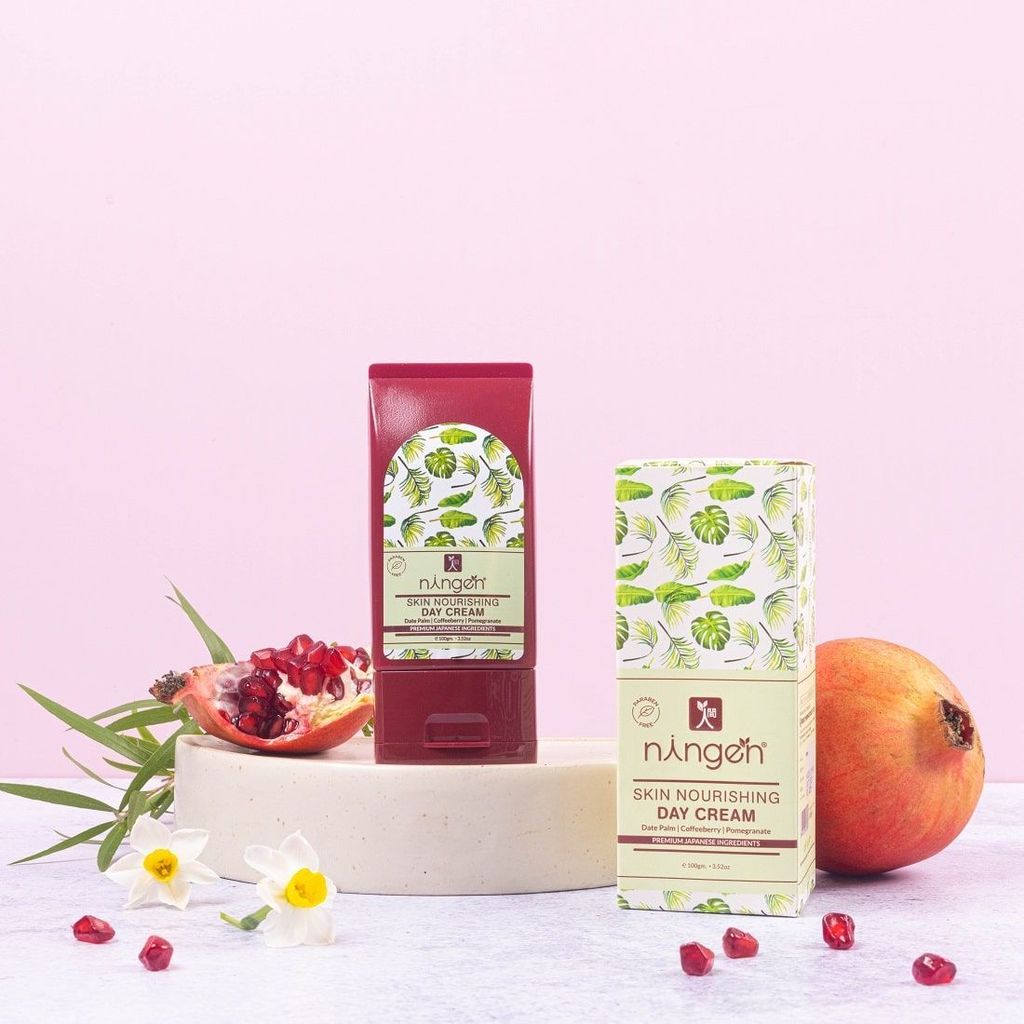 Ningen Skin Nourishing Day Cream I Infused with Date Palm, Coffeeberry and Pomegranate Extracts I Dermatologically Tested, Paraben Free I Delivers Day Long Essential Nutrients and Moisture I 100g