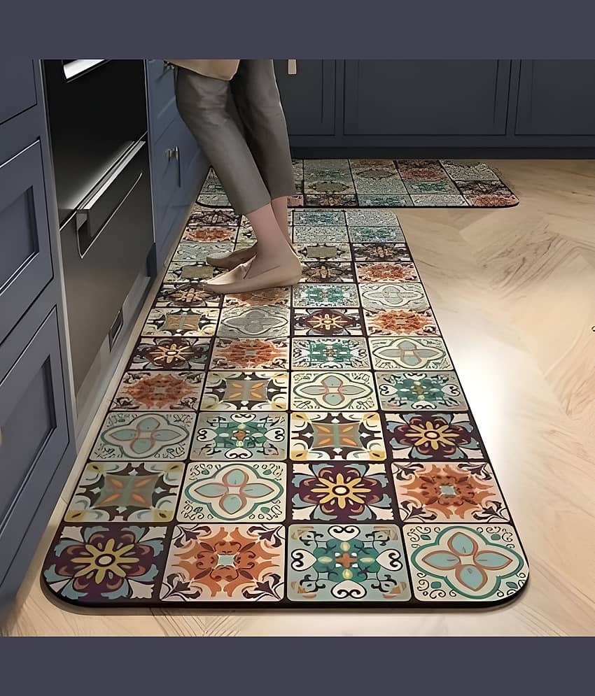 mahek accessories Set of 2 Anti-skid Rubber Door Mat ( 40 X 60 cm ) Assorted