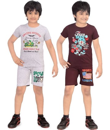 Dongli Pack of 2 Boys Cotton T-Shirt & Shorts Set ( Multi )