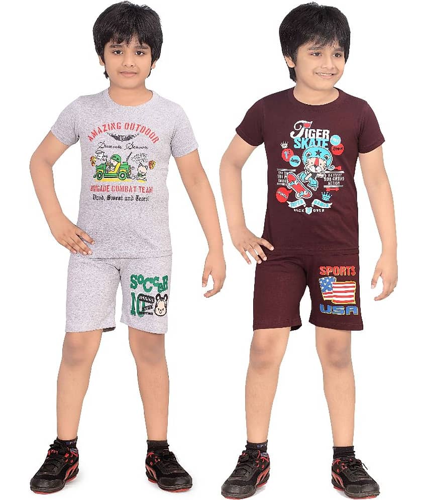 Dongli Pack of 2 Boys Cotton T-Shirt & Shorts Set ( Multi )