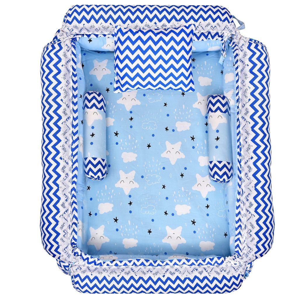 LOREM 3 Pillows & Square Shape Cotton Baby Bed for 0-1 Year BB05-06