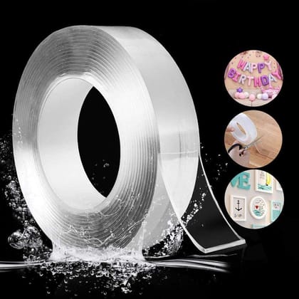 Grip Tape Double Sided Adhesive Silicon Tape Transparent Adhesive Heavy Duty Heat Resistant Multi-Functional Removable Washable Reusable Sticky, No Trace Anti-Slip Gel Nano Ivy Grip Tape