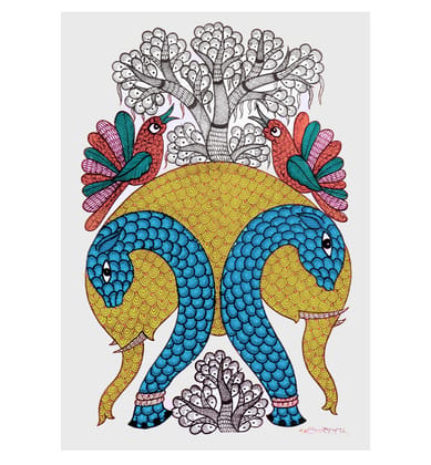 Handcrafted Gond Elephant Painting  | Traditional Tribal Folk Art of Madhya Pradesh
