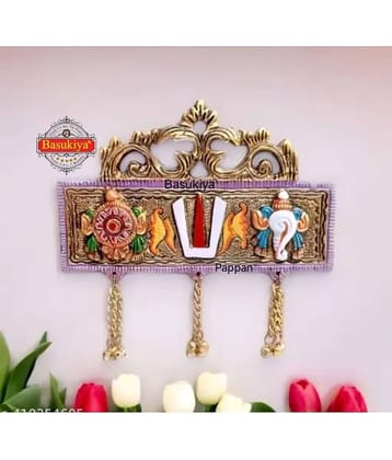 Basukiya Aluminium Vastu Colourful tirupati balaji shankh chakra namah - Wall Hanging