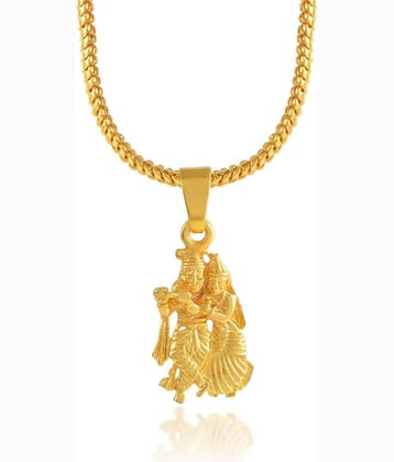 Admier Lord Radha Krishna gold plated Locket Charm Necklace Super finish Radhe govind religious Pendant for Men women