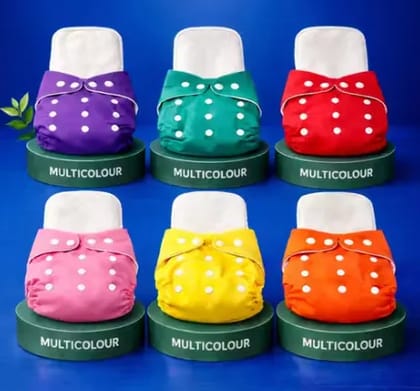 Pack of 6 with 6 Insert Soft Reusable Cloth Diapers,,