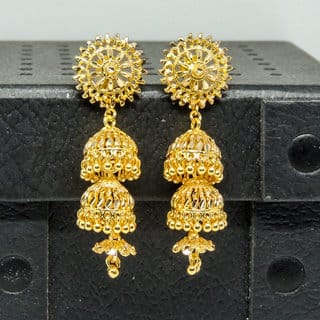 Traditional 1gm gold and micron plated  jhumkis