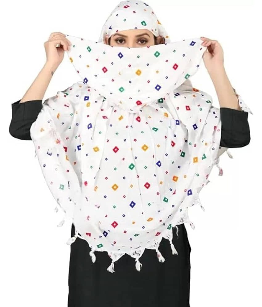 Flyhomes White Cotton Women's Scarf ( Pack of 1 )