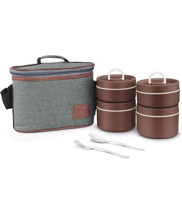 Sanjeev Kapoor Luscious Tifin Set 4 Container Stainless Steel Lunch Box 4 - Container ( Pack of 6 )