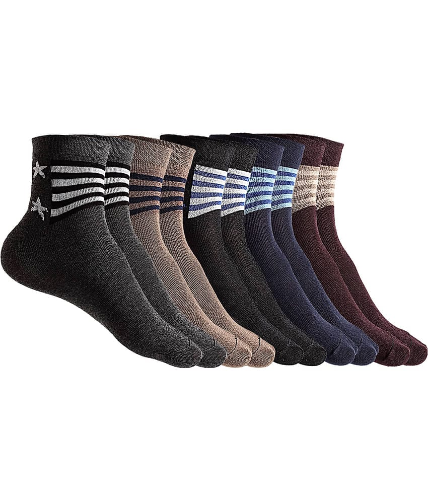 Texlon - Multicolor Cotton Men's Ankle Length Socks ( Pack of 5 )