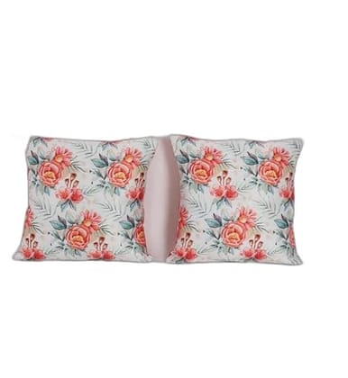 Koko Decorative Polyester Cushion Cover | 16 x 16 Inch Textured Beige Pillow Covers for Sofa, Bed & Chair Seat (Set of 2)