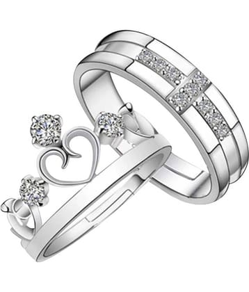 Special Couple Ring Set For Valentines Lovers  Silver Plated Adjustable Ring Set  Women And Men