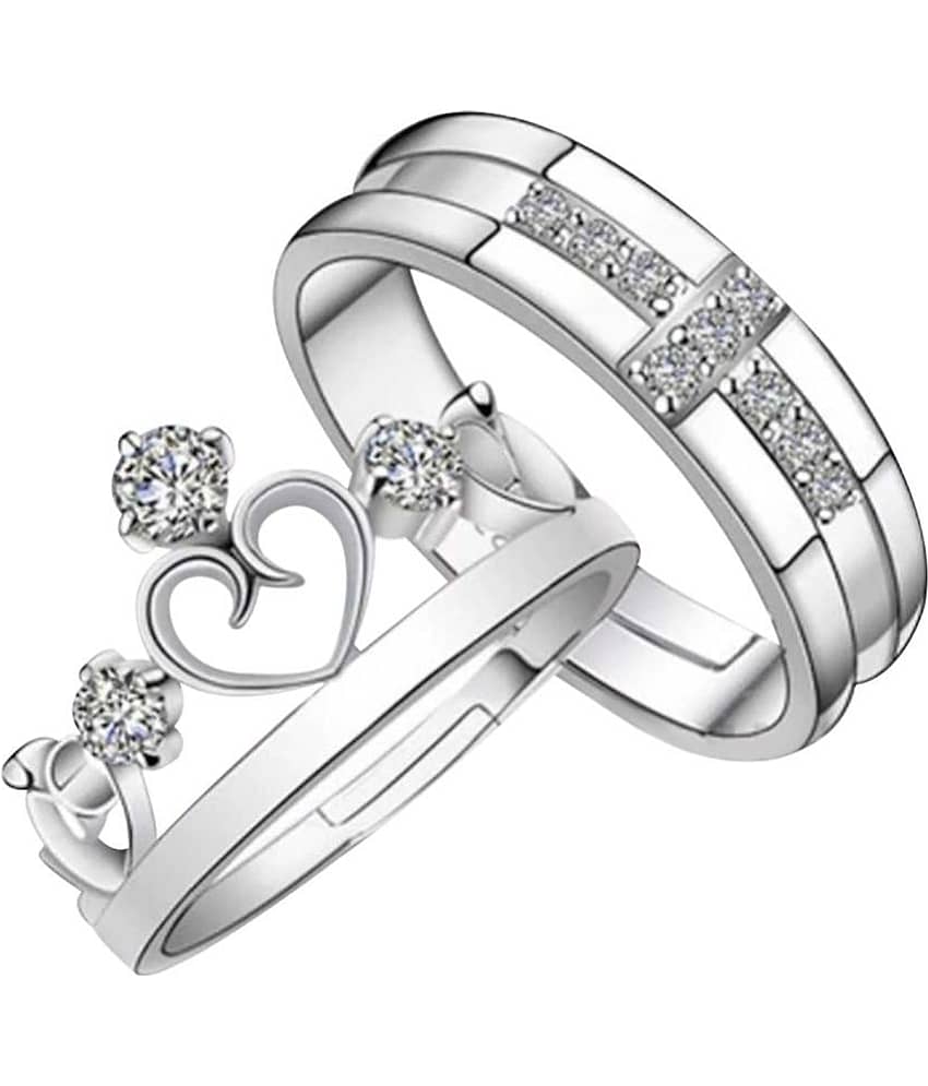Special Couple Ring Set For Valentines Lovers  Silver Plated Adjustable Ring Set  Women And Men