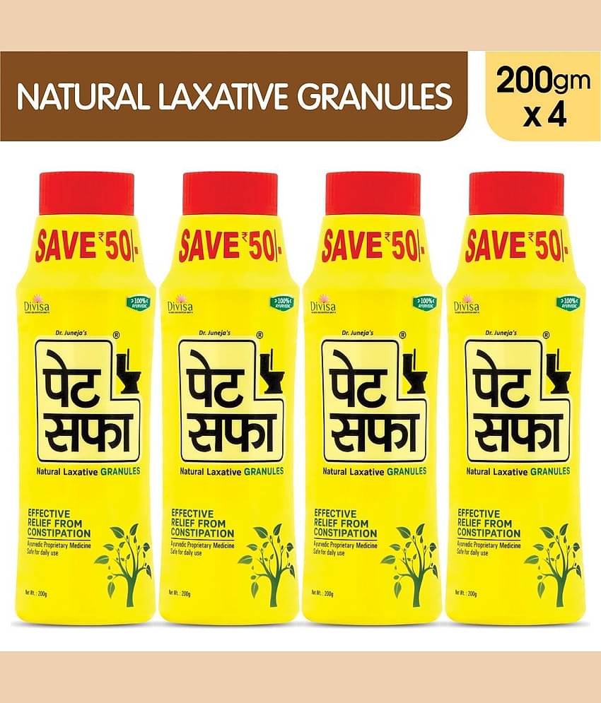 Pet Saffa Natural Laxative Granules 200Gm, Pack of 4 (Helpful In Constipation, Gas, Acidity, Kabz), Ayurvedic Medicine