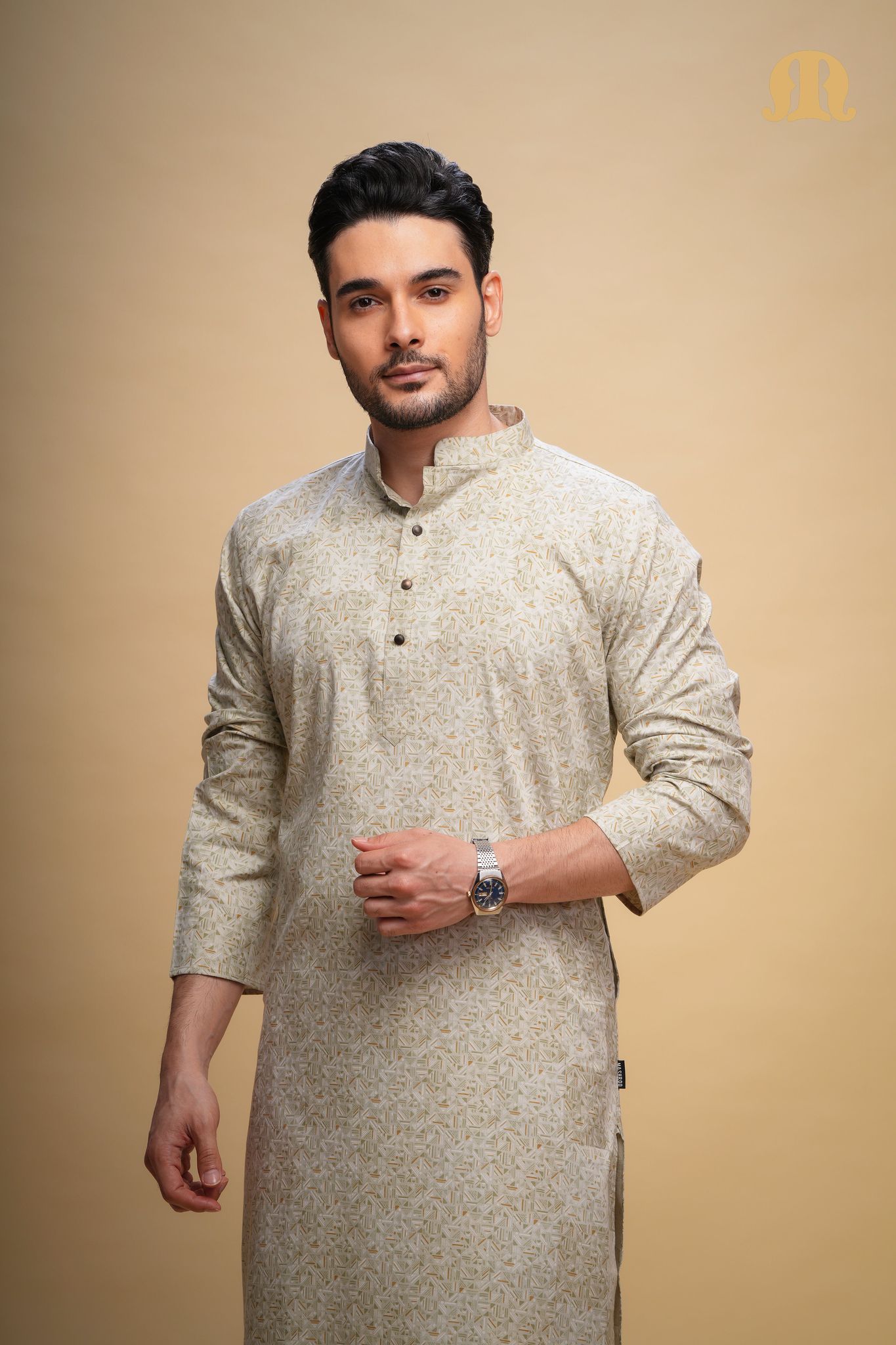 Kalip Printed Kurta L Green Men-XL