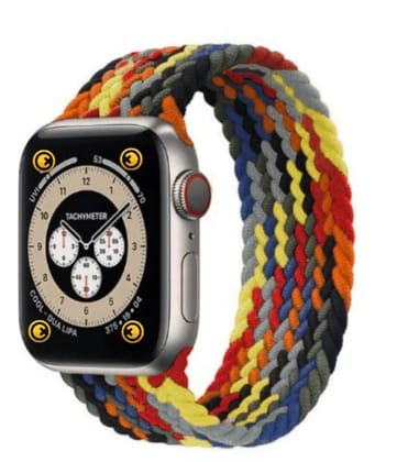Rainbow - Artisan-crafted Nylon Braided Apple Watch Strap - Multi Color 45 MM
