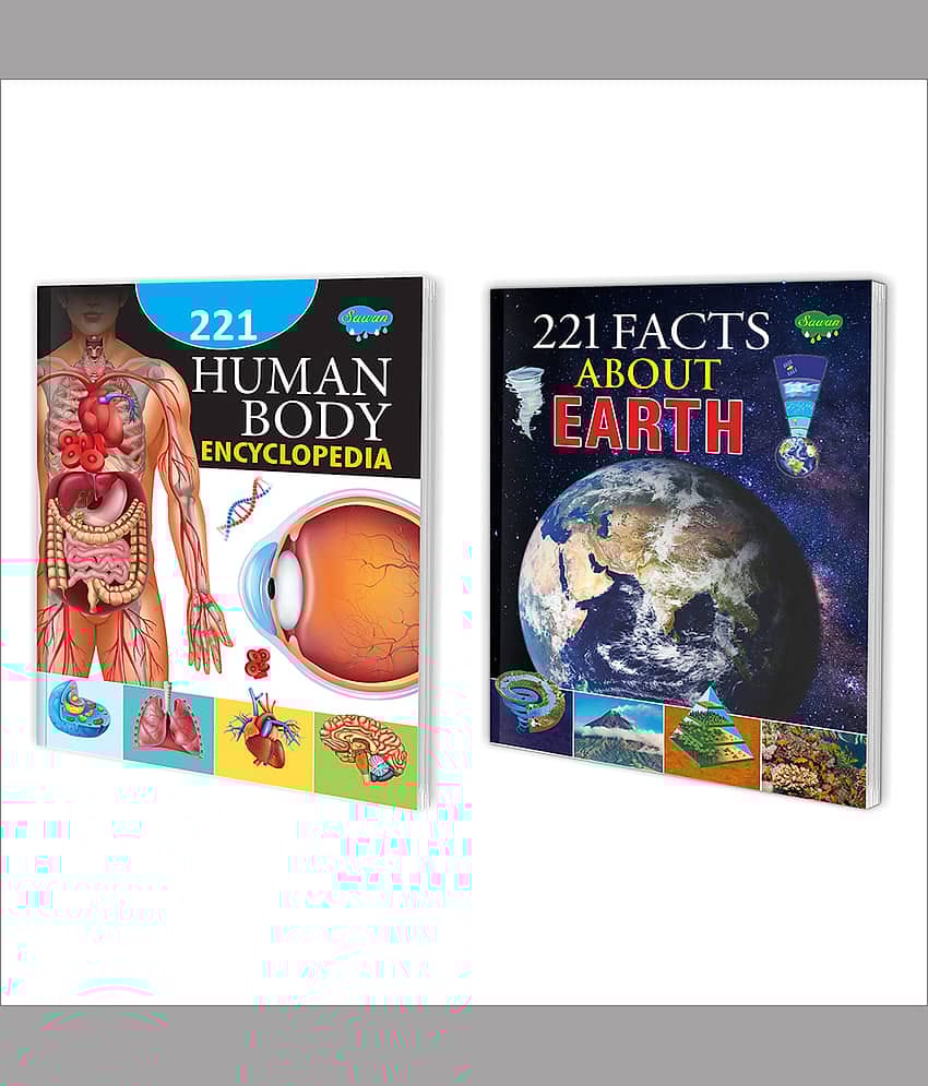 Sawan Present Set Of 2 Encylopedia | 221 Human Body Parts Encyclopedia And 221 Facts About Earth (Perfect Binding, Manoj Publications Editorial Board)