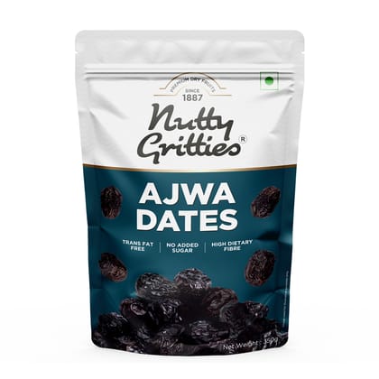 Nutty Gritties Premium Ajwa Dates, Khajur | Khajoor | Resealable Pouch - Fresh, 350 gm