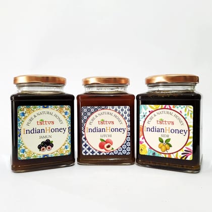 IndianHoney Jamun, litchi, & sidr Honey collection (pack of 3)500 * 3 GM Triple Combo Pack (500 * 3) IndianHoney Jamun, litchi, & sidr Honey collection (pack of 3)500 * 3 GM Triple Combo Pack (500 * 3)