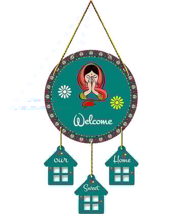 Positive Vibe Lifestyle Wood Welcome Home Decor Wall Sculpture Green - Pack of 1