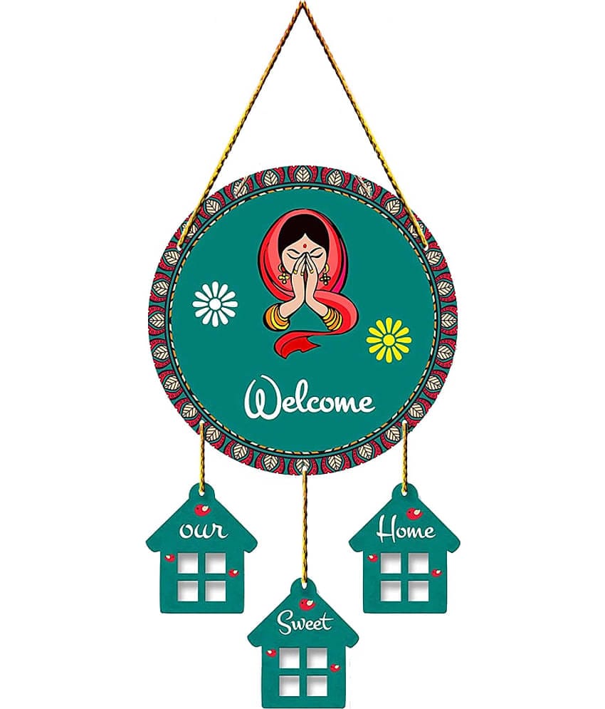 Positive Vibe Lifestyle Wood Welcome Home Decor Wall Sculpture Green - Pack of 1