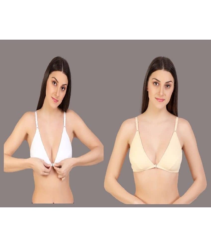 Zourt Pack of 2 Cotton Non Padded Women's Everyday Bra ( Multicolor )