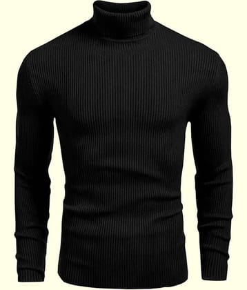 ADORATE Men Polyester Regular Fit Solid T-Shirt ( Black )