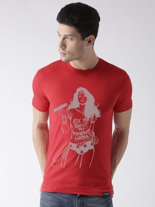 Young Trendz Bio-Wash Cotton Half Sleeve SUPERGIRL Graphic Printed RED T-Shirt-RED / Medium / 100% Bio Wash Cotton