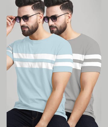 AUSK Pack of 2 Cotton Blend Regular Fit Men's T-Shirt ( Sky Blue )