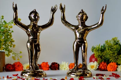 Brass Gaur Nitai Idol (Color - Golden, Size - 9.25H *6L*3.25B) by Snova Enterprises