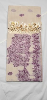 Bomkai Sonepuri Beige Cotton Saree Olive Paisley Buti