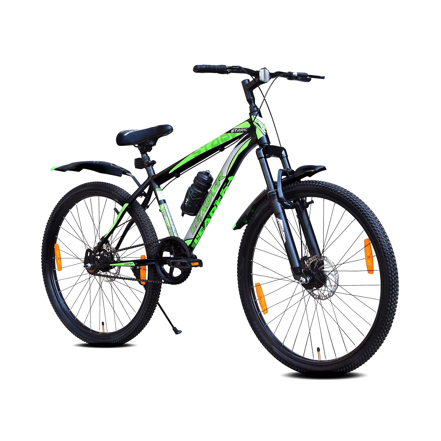 Leader Stark 27.5T MTB Cycle/Bike With Dual Disc Brake And Complete Accessories 27.5 T Mountain Cycle (Single Speed, Black)